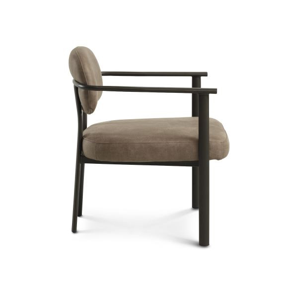 Lingus Lounge stol – i mikrolæder og metal stel