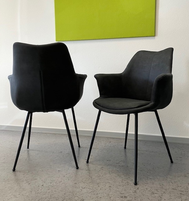 Spisebordsstole Nadia Dark med armlæn (2 stk. sætpris) Udstillingsmodel