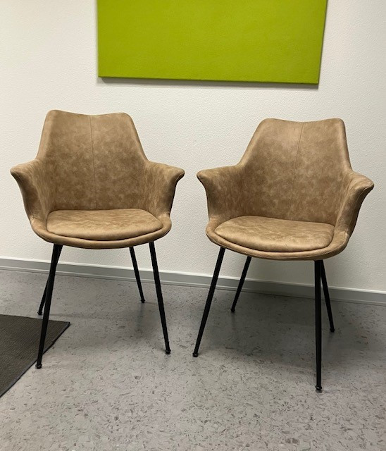 Spisebordsstole Nadia Beige med armlæn (2 stk. sætpris) Udstillingsmodel