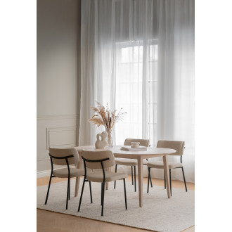 Herbster spisebordsstol i beige stof med metalben