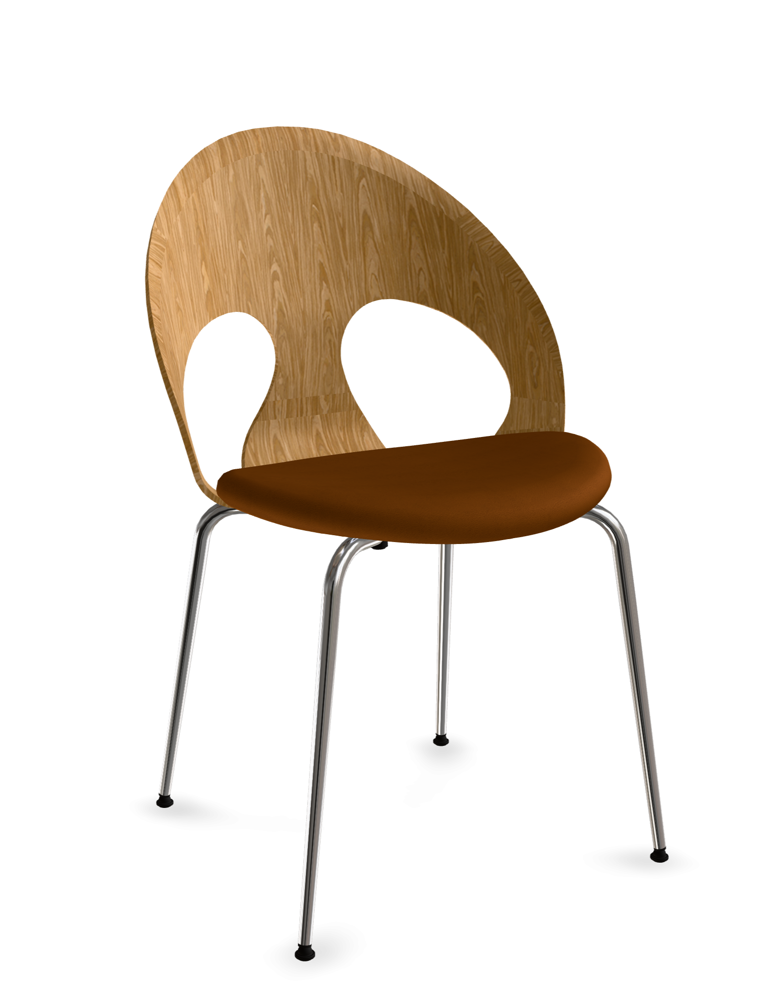 VL110 Øjestol, træryg og polstret sæde i læder