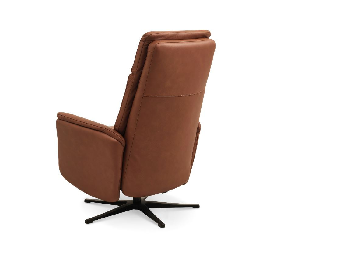 Malthe lænestol i læder med indbygget fodhviler, manuel