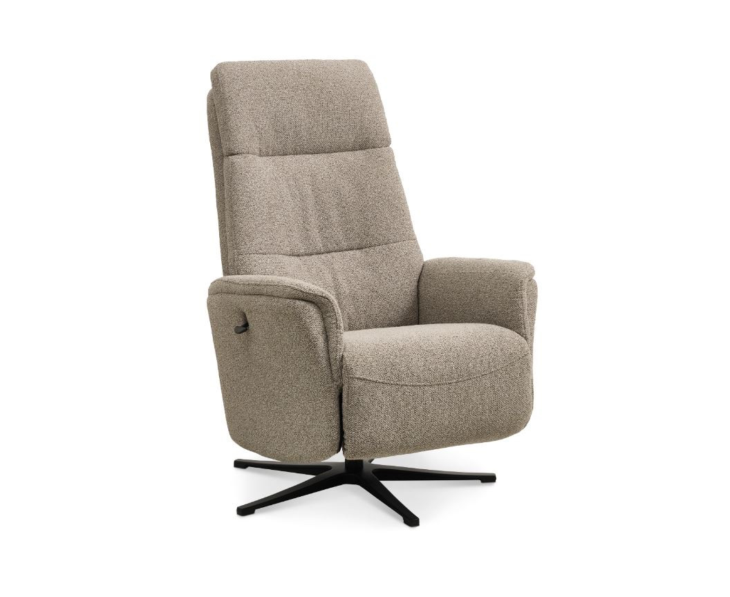 Malthe lænestol i stof med indbygget fodhviler, manuel