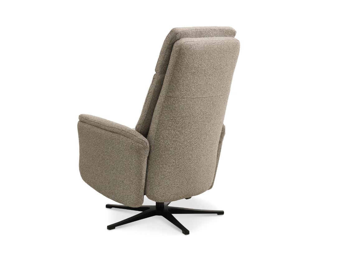 Malthe lænestol i stof med indbygget fodhviler, manuel