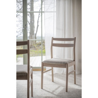 Kerwin Spisebordsstol, hvidpigmenteret eg og lys beige stof