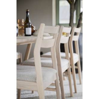 Kerwin Spisebordsstol, hvidpigmenteret eg og lys beige stof
