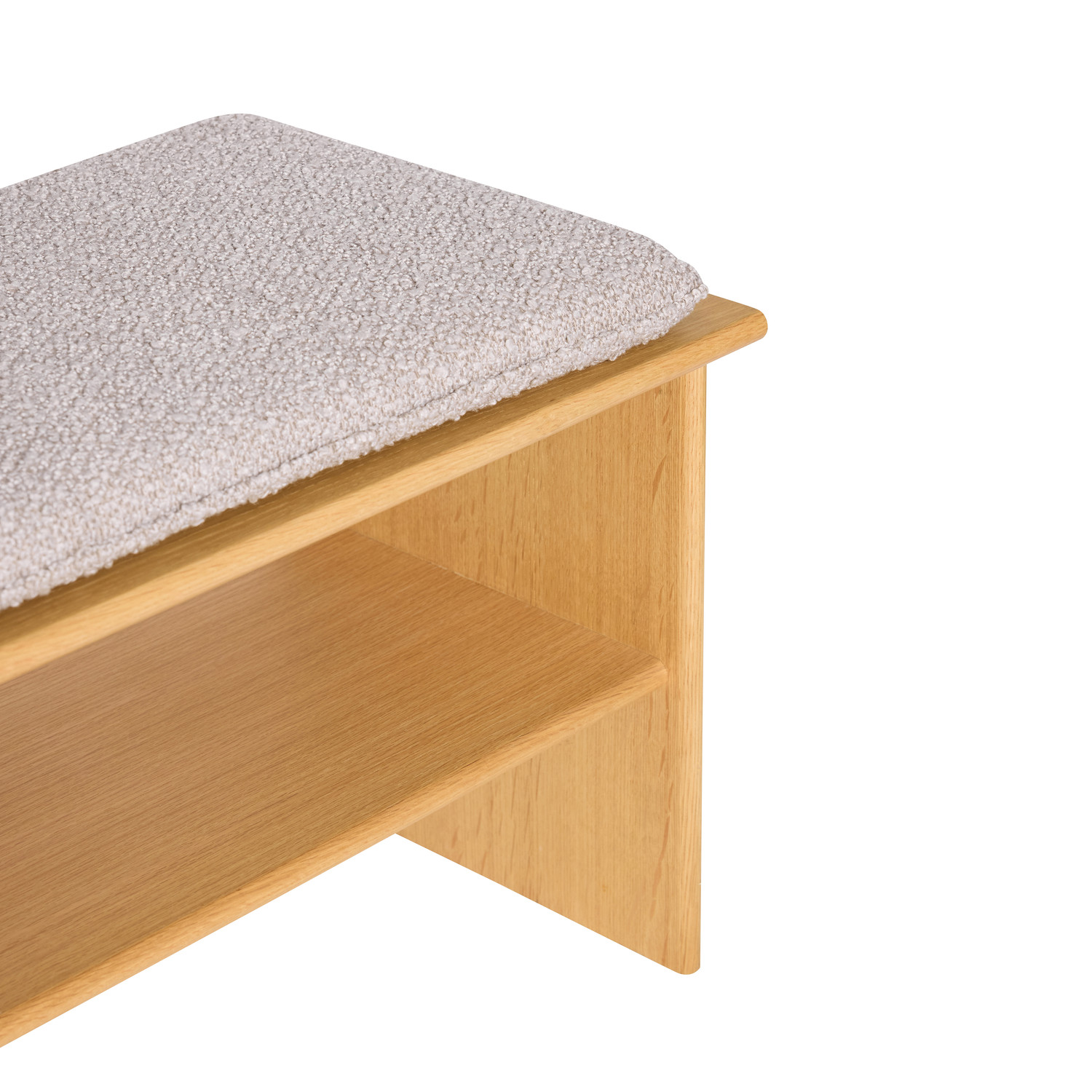 Layer bænk i FSC-certificeret træ med polstret sæde - natur