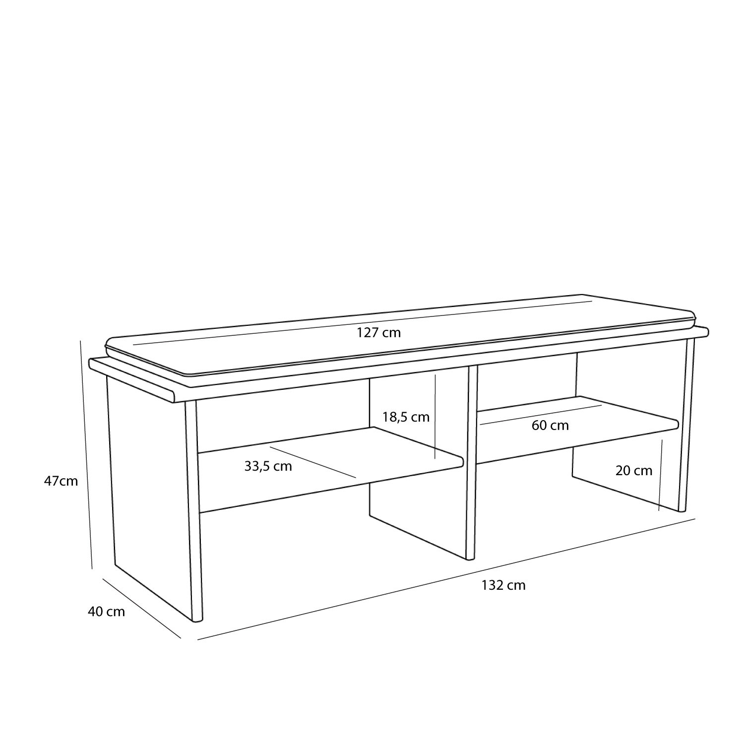 Layer bænk i FSC-certificeret træ med polstret sæde - natur