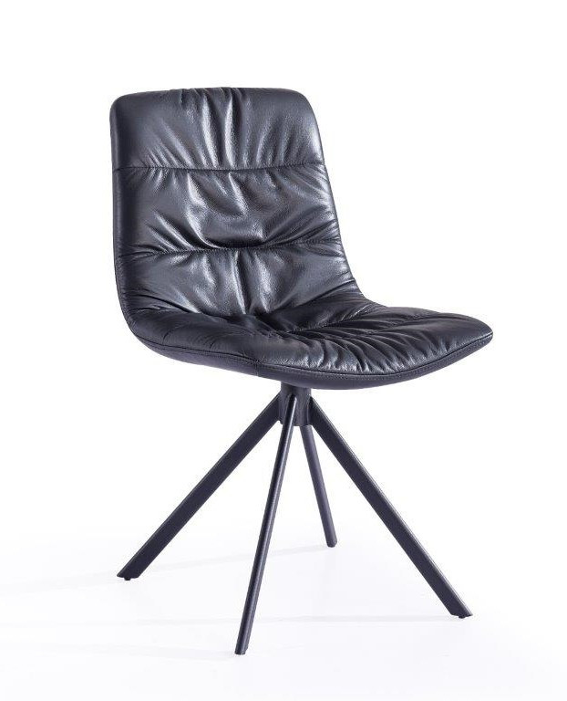 Mads spisebordsstol i sort læder