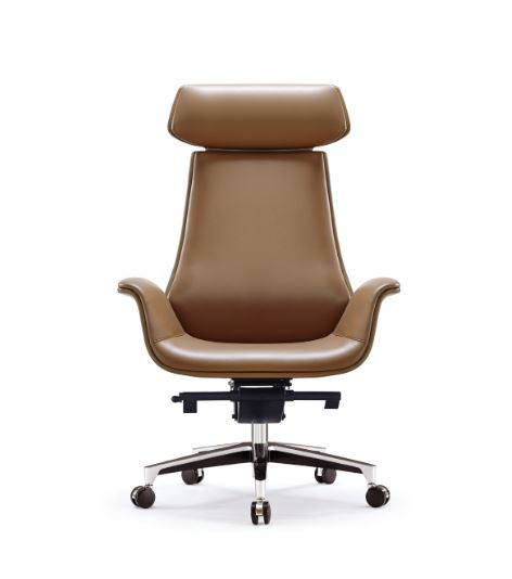 Colmar kontorstol med høj ryg i brun læder