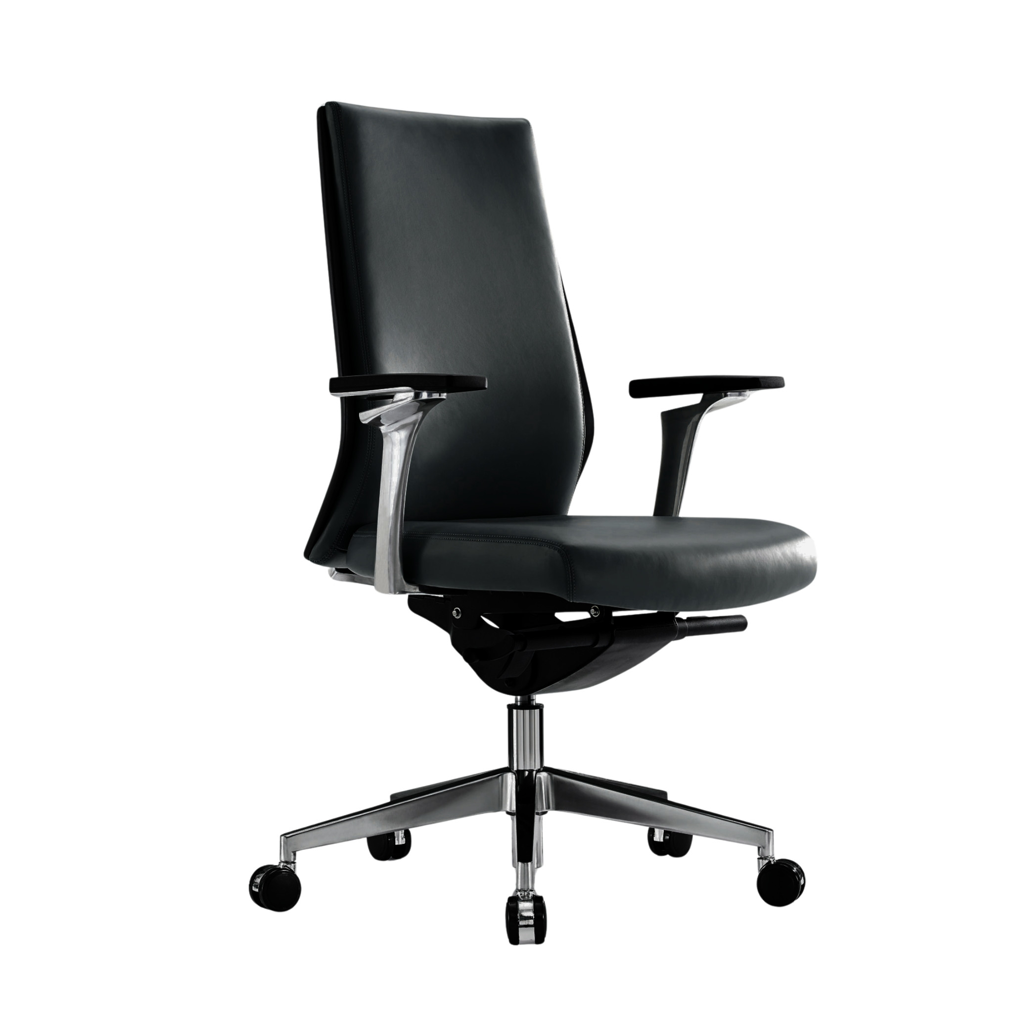 Nice kontorstol med lav ryg i kunstlæder