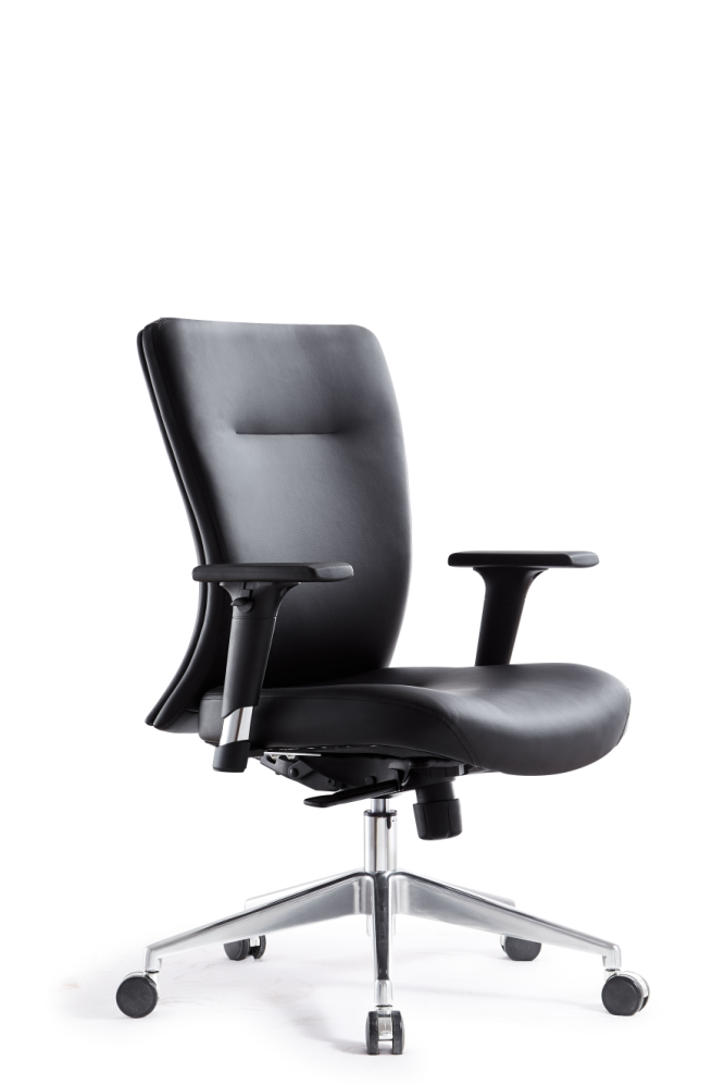 Lyon kontorstol med lav ryg i læder