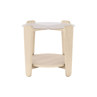 Arran sofabord med glas bordplade i hvidkalket eg, Ø 52cm