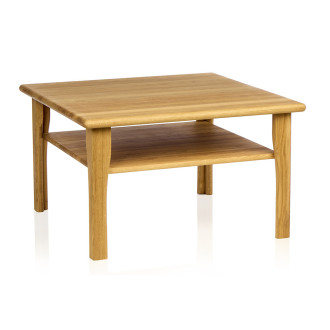 Dyrlund-Smith Sofabord med hylde i massiv olieret eg, 85 x 85 cm